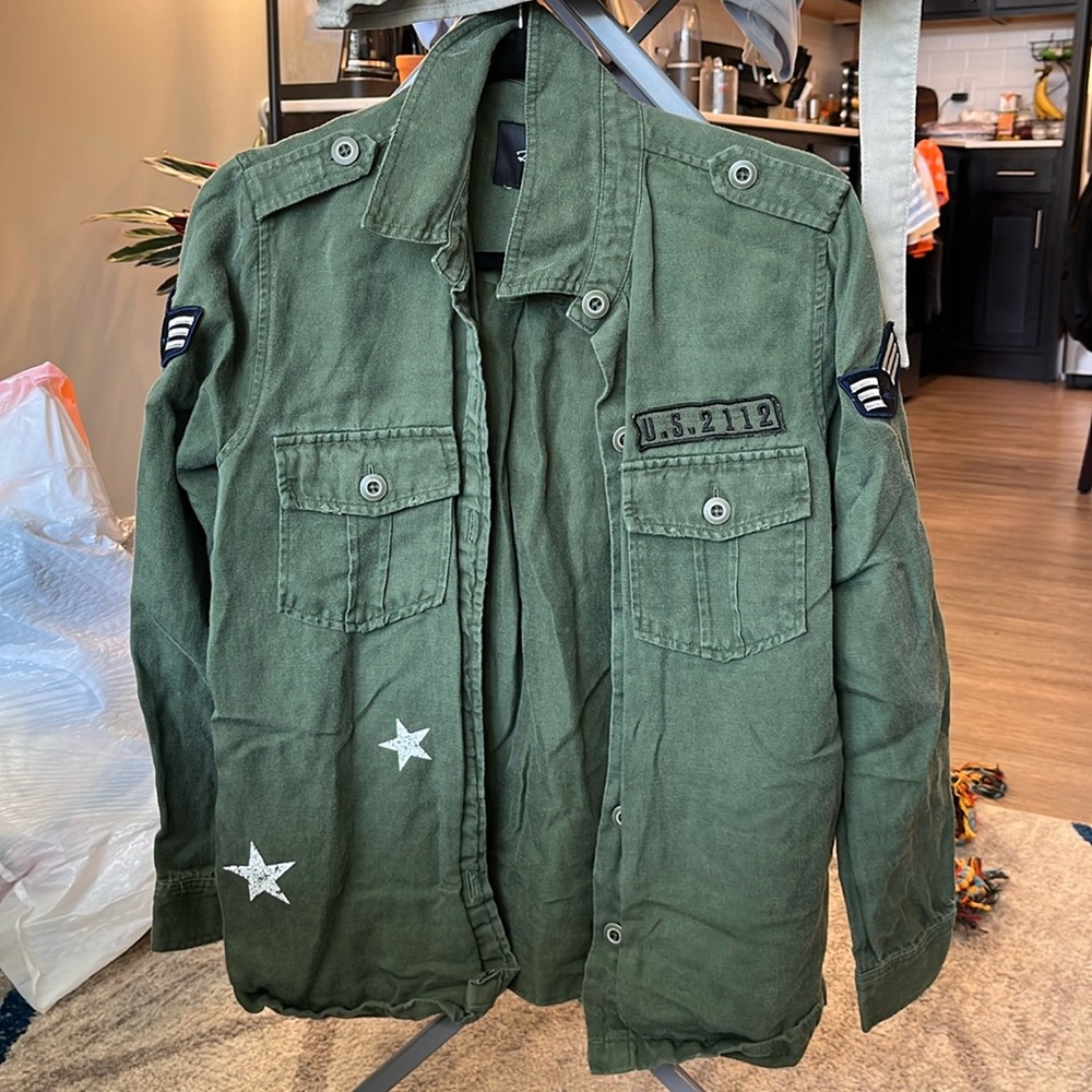 Womens Button-Down Army Green Shirt